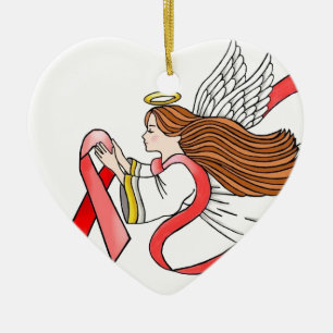AIDS "Red Ribbon" Awareness Angel Ceramic Tree Decoration