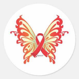 AIDS Ribbon Butterfly Classic Round Sticker