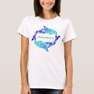 Aihe (Dolphins) Tee or Hoodie - Blue on white