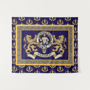 Aikenhead Clan Badge Personalised Blue Tapestry