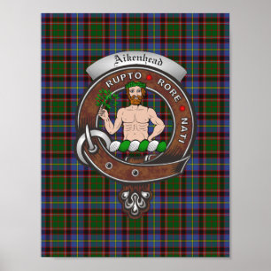 Aikenhead Clan Badge & Tartan 8.5x11 Poster