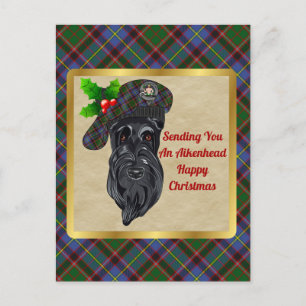 Aikenhead Clan Badge & Tartan Christmas Postcard