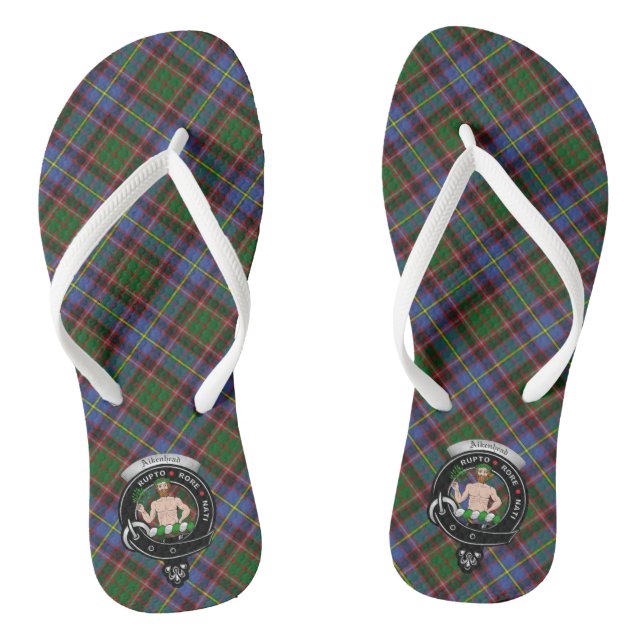Aikenhead Clan Badge & Tartan Flip Flops (Footbed)