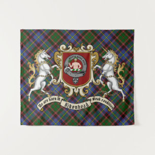 Aikenhead Clan Badge & Unicorns w/Tartan  Tapestry