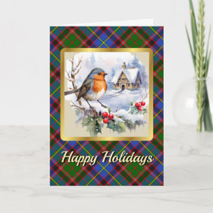 Aikenhead Crest & Tartan w/Robin Personalised Xmas Card