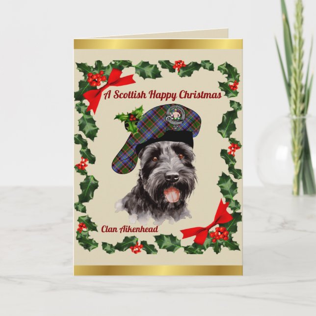 Aikenhead Scottie Dog Personalised Xmas Card (Front)