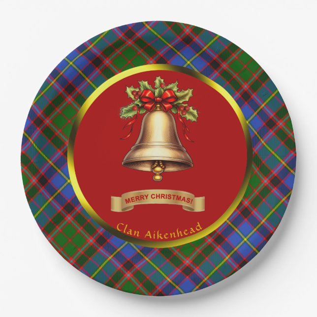 Aikenhead Tartan Personalised Christmas Paper Plate (Front)