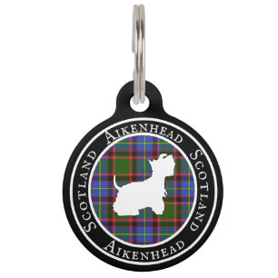 Aikenhead Tartan & Scottie Dog Personalised  Pet Tag