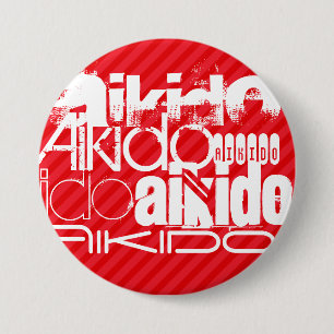 Aikido; Scarlet Red Stripes 7.5 Cm Round Badge