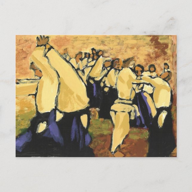 Aikido seminar ochre and black postcard (Front)