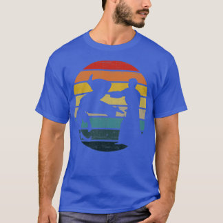 Aikido Silhouette On A Distressed Retro Sunset gra T-Shirt