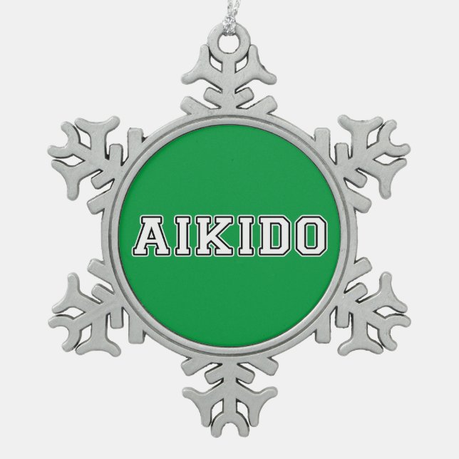 Aikido Snowflake Pewter Christmas Ornament (Front)
