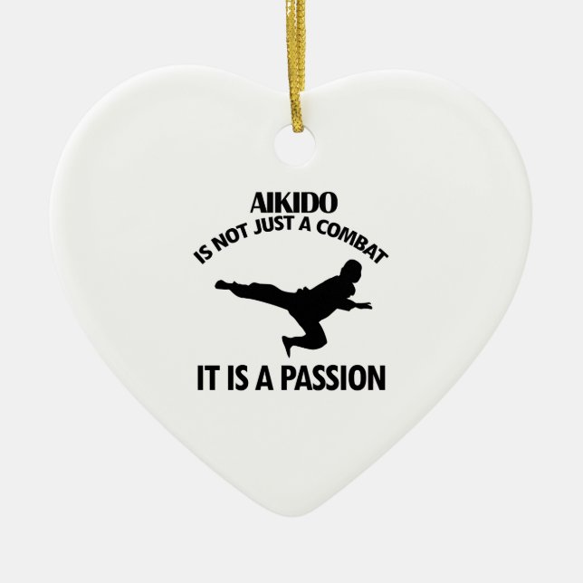 AIKIDO sports designs Ceramic Tree Decoration (Front)