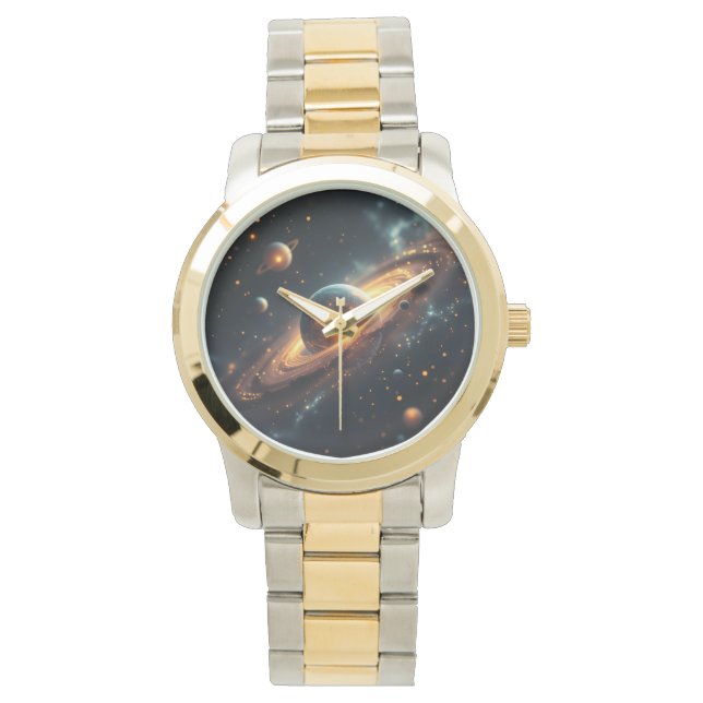 AiKo Beats™ Celestial Tempo – Gradient Phase Gold Watch (Front)