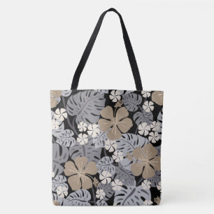 Ailani Hawaiian Hibiscus Tropical Black Beach Bag