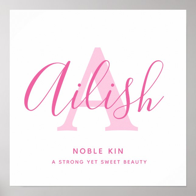 Ailish name meaning shades of pink text custom poster (Front)