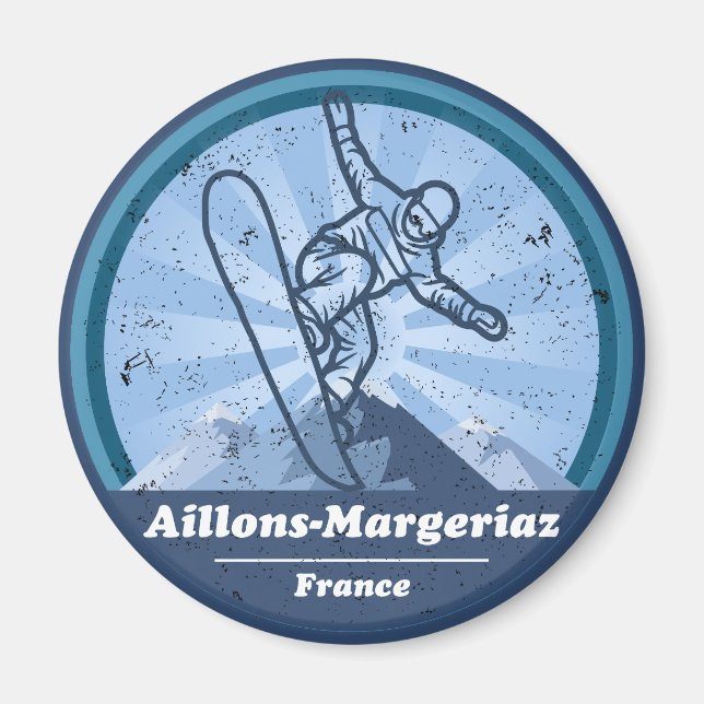 Aillons-Margeriaz Snowboard Magnet (Front)