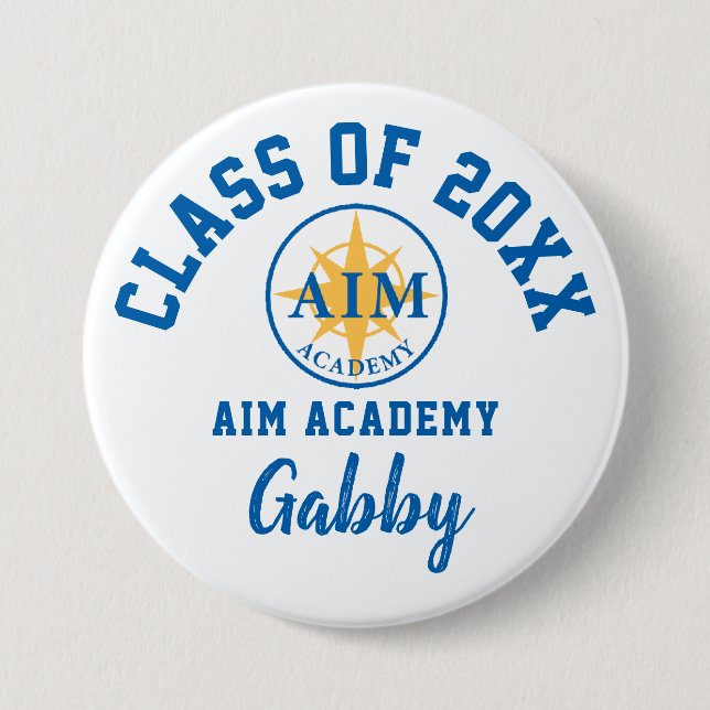 Aim Academy Button Logo Custom Personalised (Front)