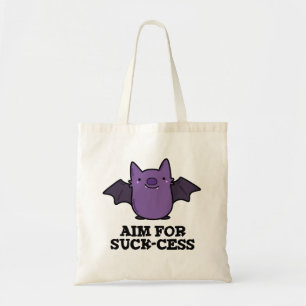 Aim For Suck-cess Cute Positive Bat Pun Tote Bag