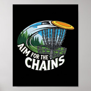 Aim For The Chains Disc Golf Player Frisbee Sket Poster