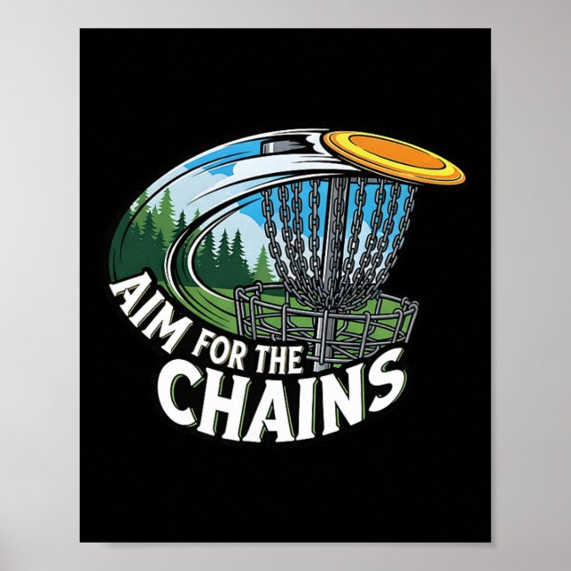 Aim For The Chains Disc Golf Player Frisbee Sket  Poster (Front)