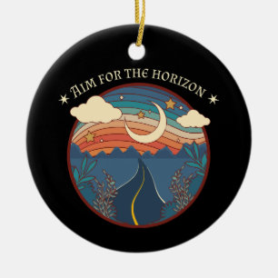 Aim for the horizon travel nature roadtrip ceramic tree decoration