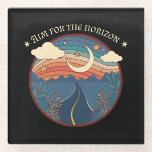 Aim for the horizon travel nature roadtrip glass coaster