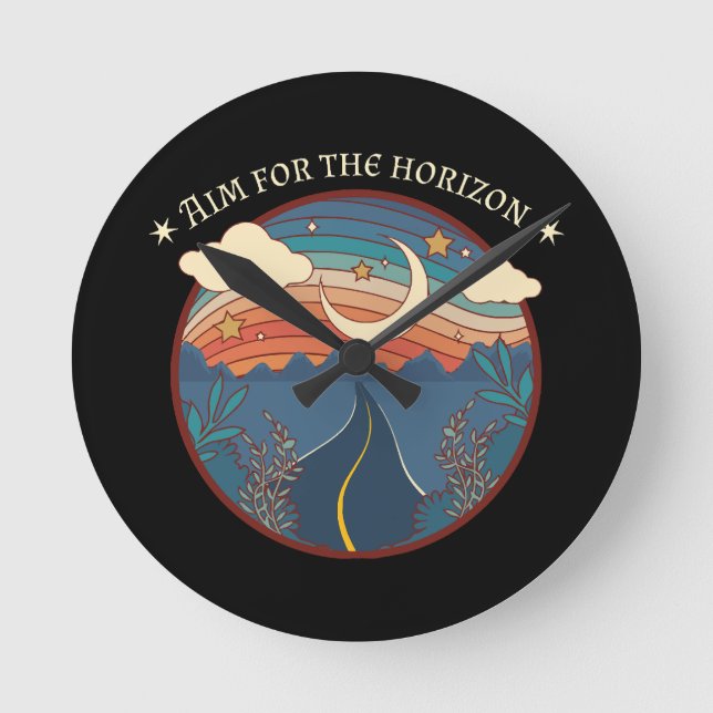 Aim for the horizon travel nature roadtrip round clock (Front)