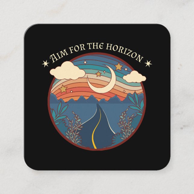 Aim for the horizon travel nature roadtrip square business card (Front)