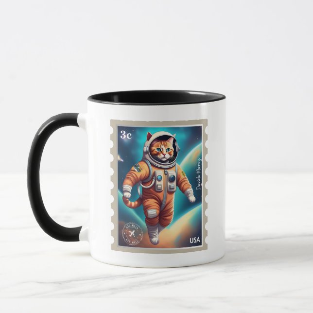 Aim For The Moon Astronaut Cat Mug (Left)