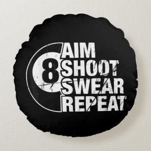 aim shoot swear repeat 8 ball pool billiards playe round cushion