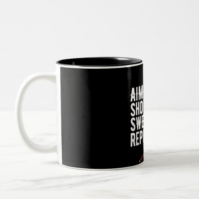 Aim Shoot Swear Repeat Pool 8-Ball Billiard Funny Two-Tone Coffee Mug (Left)