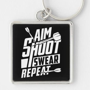 Aim Shoot Swear Repeat Premium Key Ring