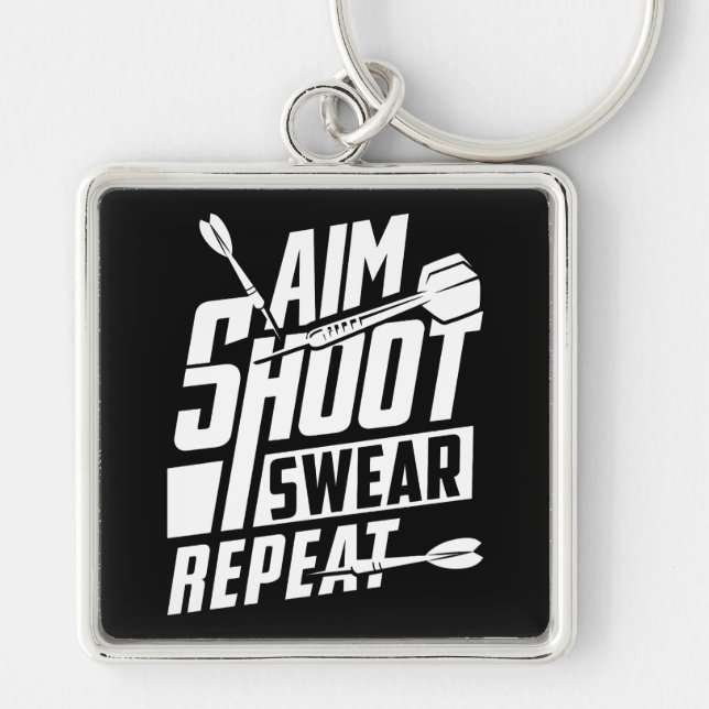 Aim Shoot Swear Repeat Premium Key Ring (Front)