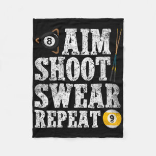 Aim Shoot Swear Repeat Vintage Pool Player Funny B Fleece Blanket