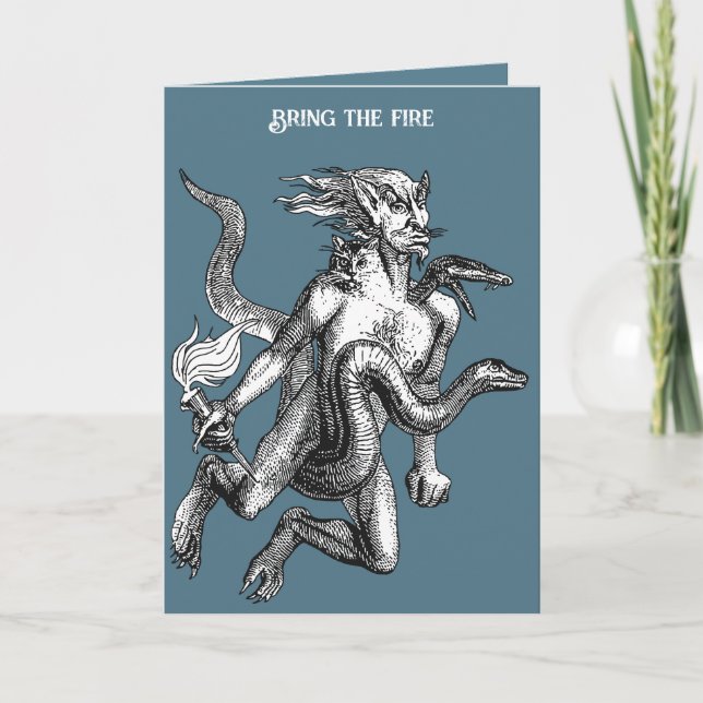 Aim Three Headed Man, Serpent, And Cat Card (Front)