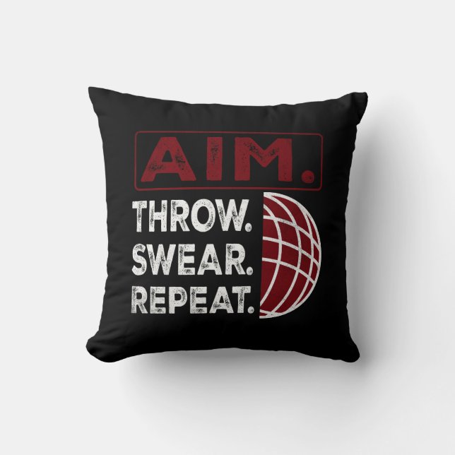 Aim Throw Swear Repeat Bocce Ball Sport Throw Pill Cushion (Front)