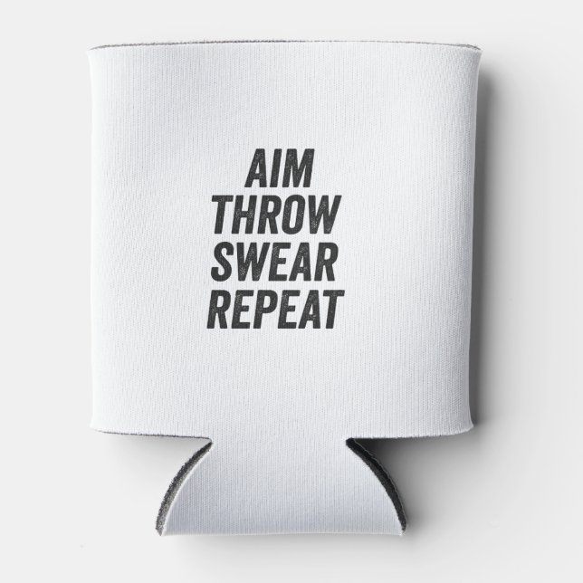 Aim Throw Swear Repeat Funny Cornhole Sport GIft  Can Cooler (Front)