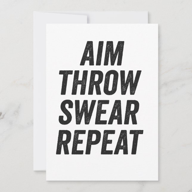 Aim Throw Swear Repeat Funny Cornhole Sport GIft  Invitation (Front)