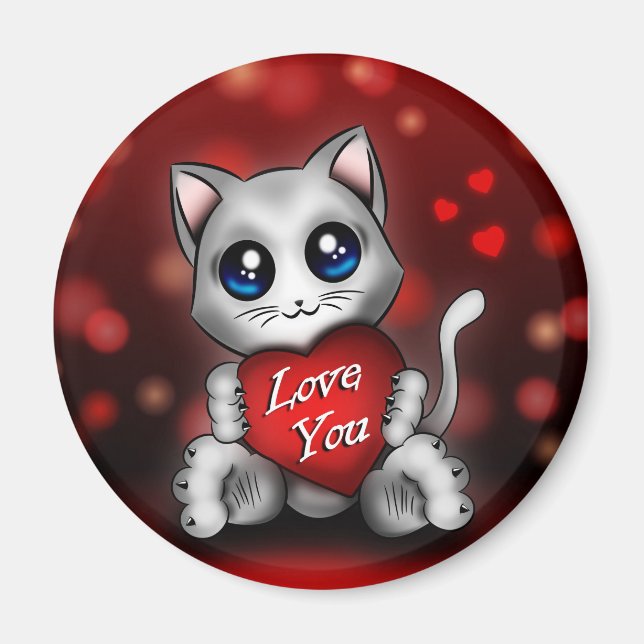 Aimant Le chaton t'aime Magnet (Front)