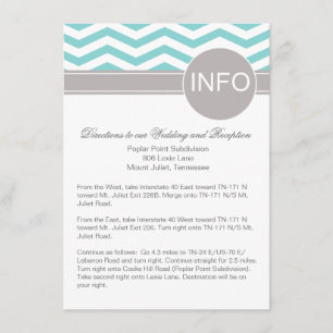 Aimee Chic Chevron Info Wedding Directions teal Enclosure Card