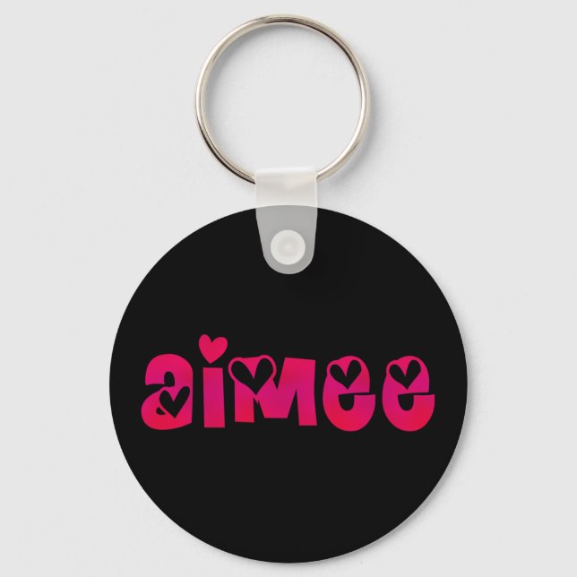 Aimee in Hearts Key Ring (Front)