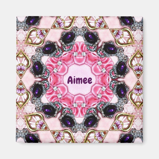 AIMEE Personalised ~ Pink and Purple Pattern ~  Magnet (Front)