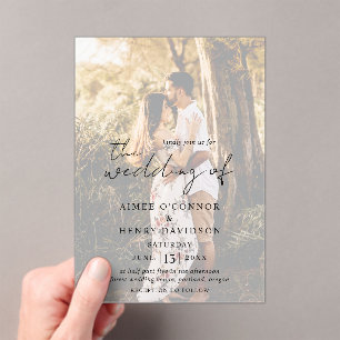 Aimee Rustic Script Modern Wedding Acrylic Invitations