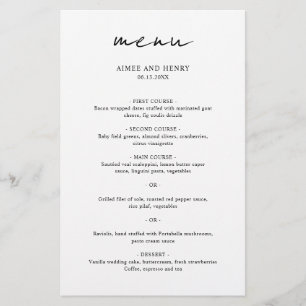 Aimee Rustic Script Modern Wedding Menu