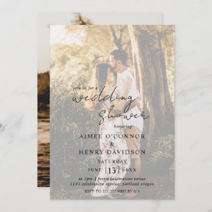 Aimee Rustic Script Modern Wedding Shower Invitation