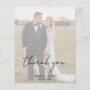 Aimee Rustic Script Modern Wedding Thank You Card