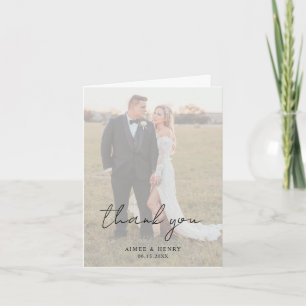 Aimee Rustic Script Modern Wedding Thank You Card