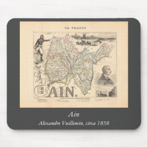 Ain Department France 1858 Alexandre Vuillemin Map Mouse Mat