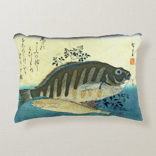 Ainame & Shima-hata - Hiroshige's Japanese Fish Decorative Cushion